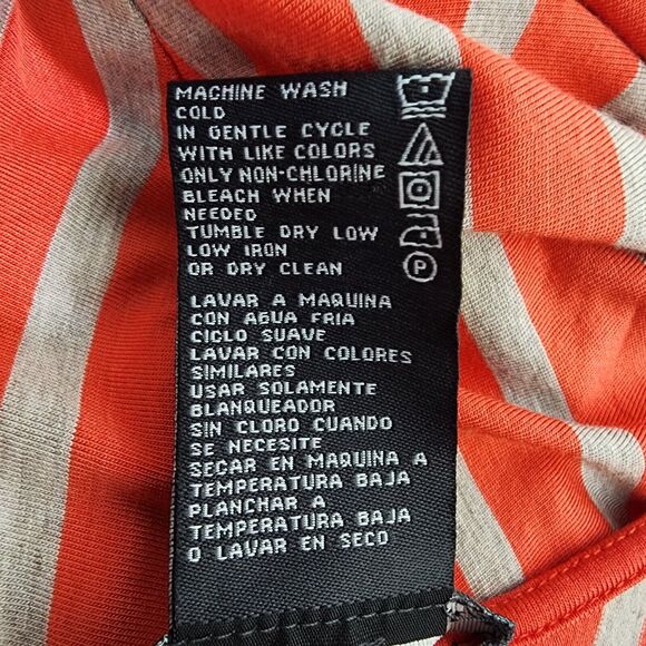 Chelsea & Theodore Mini Dress Womens XL Sleeveless Red Khaki Chevron Striped V - Picture 6 of 6